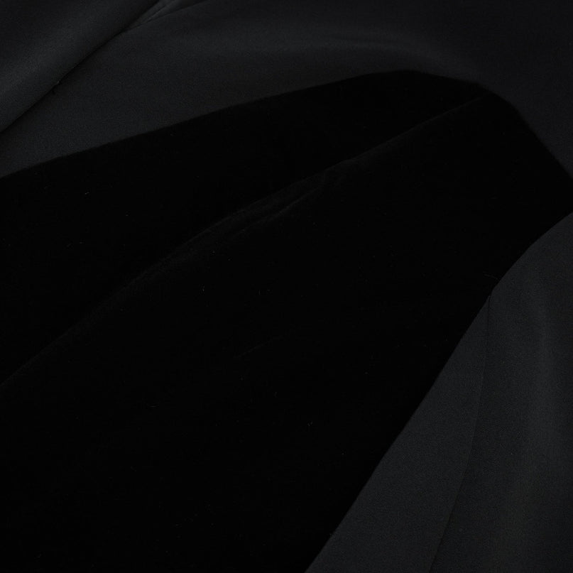 Silvana Black Velvet Polyester Jacket with V-Neck Design and Buttoned Cuffs