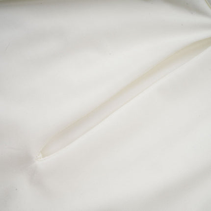 Silvana White Mini Dress Faux Flower Ruched Cut-Out Mock Neck Long Sleeves Thigh-Length Rear Button Fastening
