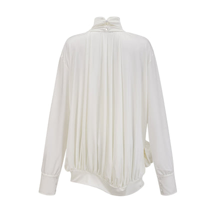 Silvana White Mini Dress with Faux Flower and Ruched Cut-Out Details
