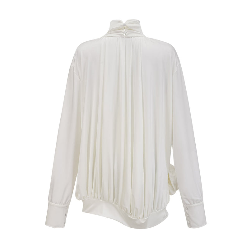 Silvana White Mini Dress with Faux Flower and Ruched Cut-Out Details