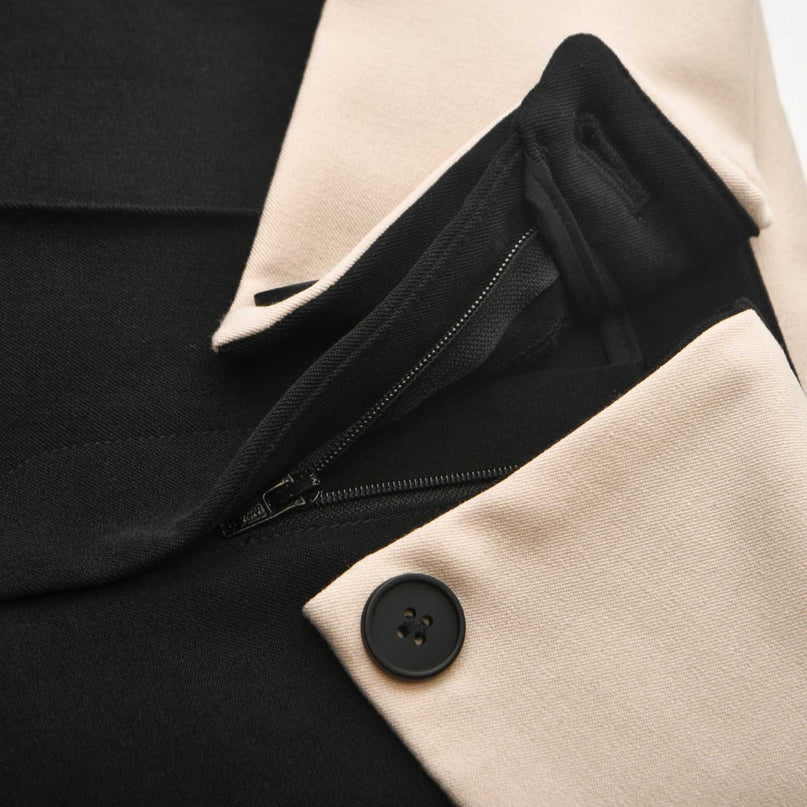 Silvestra Neutrals & Black Bustier Top Panelled Trousers Set