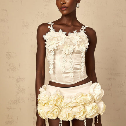 Silvestra White Floral Embroidered Cropped Top