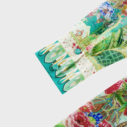 Silvia Floral Midi Dress Green 100% Emulation Silk