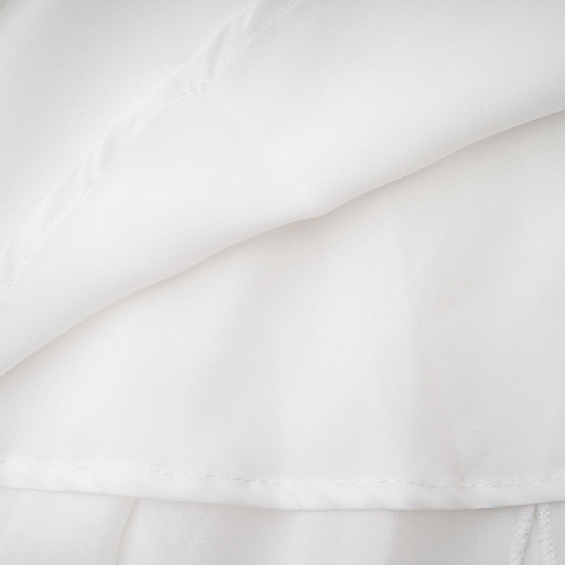 Silvia White Chiffon Ruffle Halter Neck Backless Lace Maxi Dress with Diamond Accents