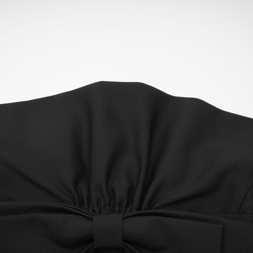 Simona Black Mini Dress with Bowknot Detail and Pleated Design