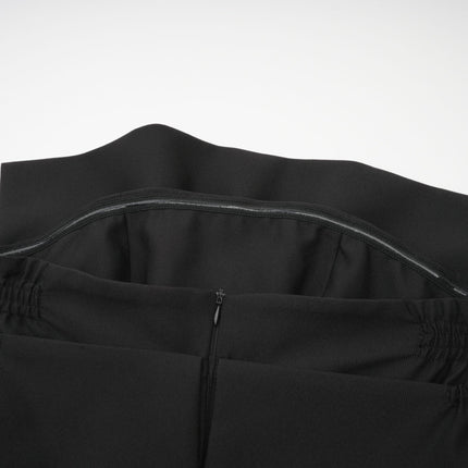 Simona Black Mini Dress with Bowknot Detail and Pleated Design