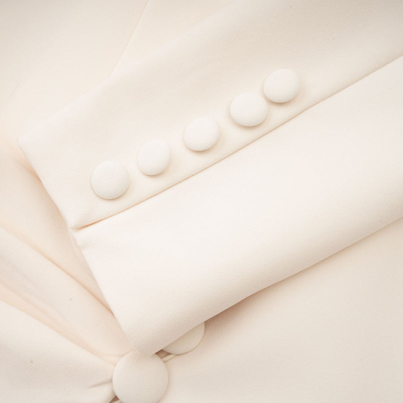 Simonetta Neutrals Sequined Blazer V-Neckline Crystal Embellishment Long Sleeves Wrap Design Button Fastening