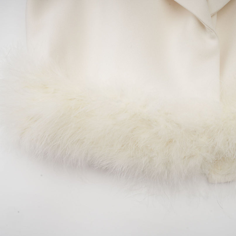Simonetta White Blazer and Skirt Feather Hem Ensemble
