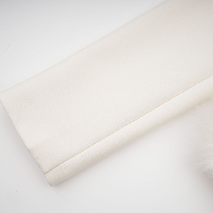 Simonetta White Blazer Skirt Feather Hem Ensemble