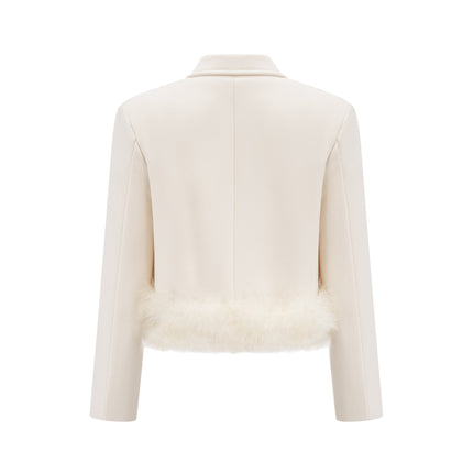 Simonetta White Blazer and Skirt Feather Hem Ensemble