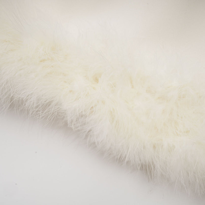 Simonetta White Blazer Skirt Feather Hem Ensemble