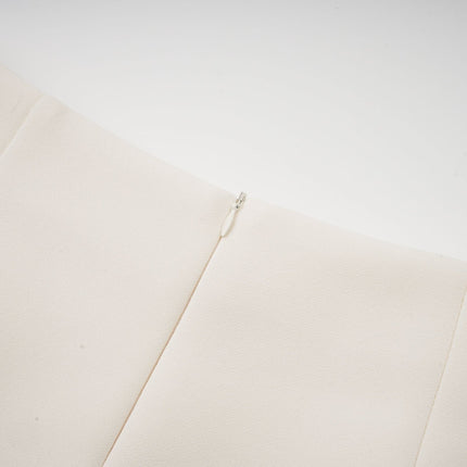 Simonetta White Blazer and Skirt Feather Hem Ensemble