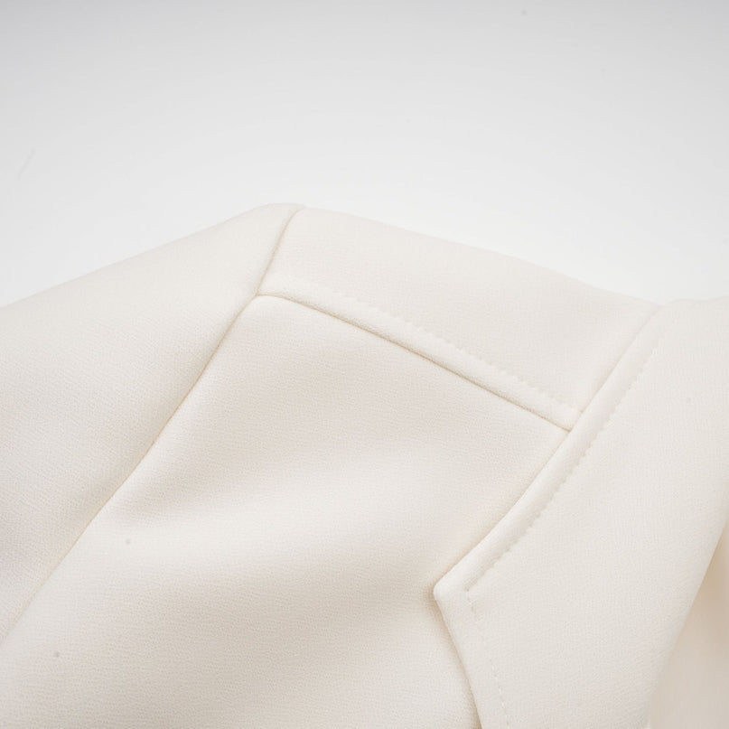 Simonetta White Blazer Skirt Feather Hem Ensemble