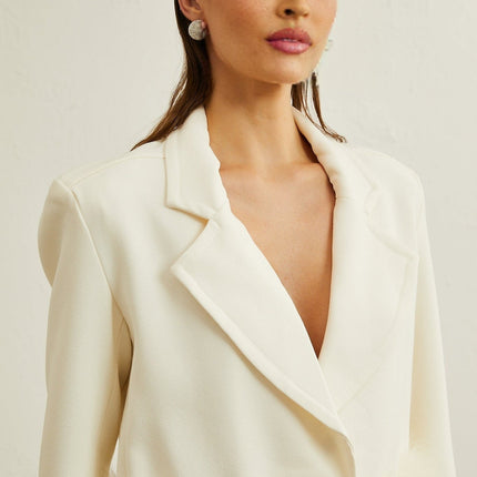 Simonetta White Blazer and Skirt Feather Hem Ensemble