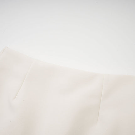 Simonetta White Blazer Skirt Feather Hem Ensemble