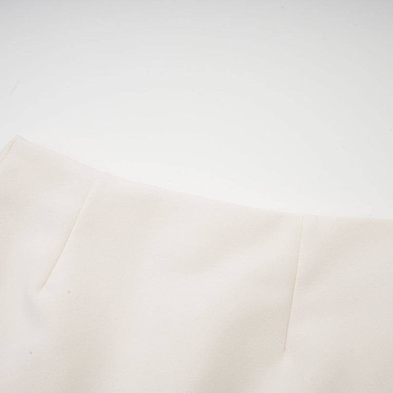 Simonetta White Blazer Skirt Feather Hem Ensemble