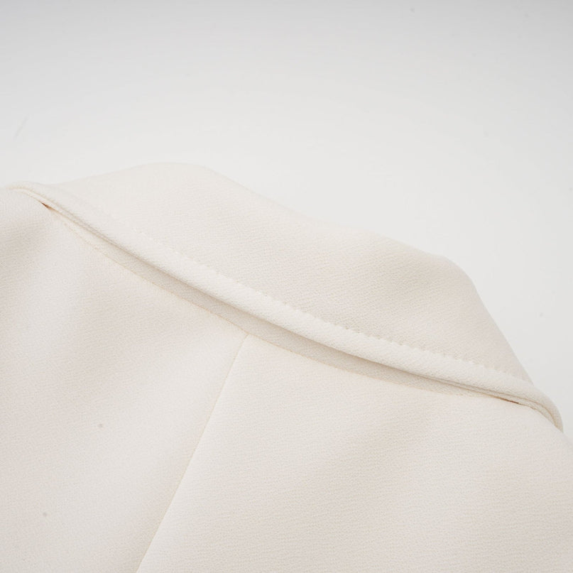 Simonetta White Feather Hem Blazer Skirt Ensemble