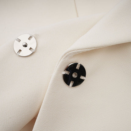 Simonetta White Feather Hem Blazer Skirt Ensemble