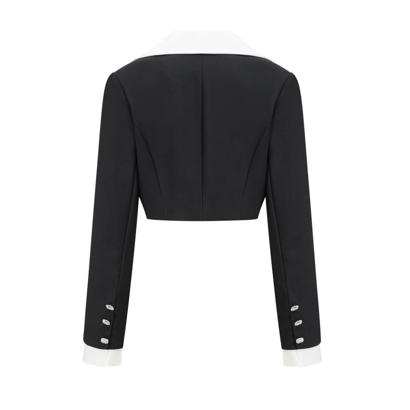 Skye Black White Skirt Jacket Pleated Skirt Set 100 Percent Polyester V Neck Cropped Length Side Zip Fastening Thigh Length