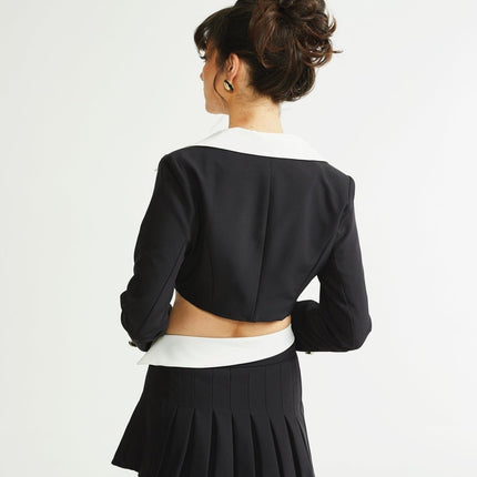 Skye Black White Skirt Jacket Pleated Skirt Set