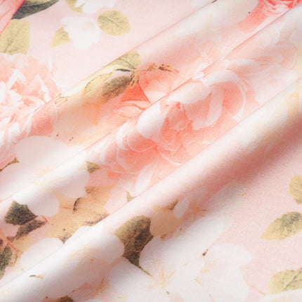 Skye Pink Floral Satin Maxi Dress with Spaghetti Straps and Rear Slit