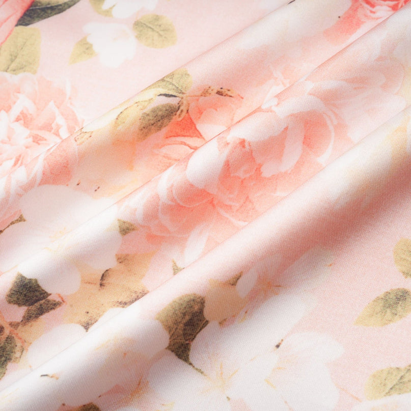 Skye Pink Floral Satin Maxi Dress with Spaghetti Straps and Rear Slit