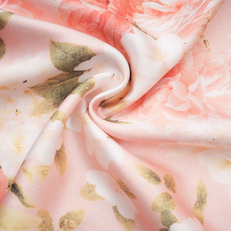 Skye Pink Floral Satin Maxi Dress with Spaghetti Straps and Rear Slit