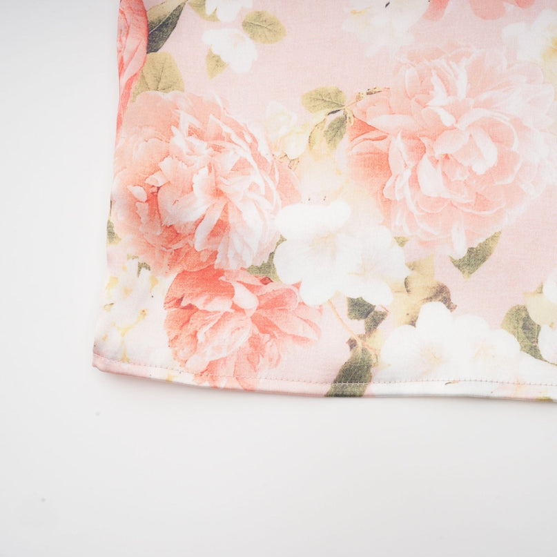 Skye Pink Satin Floral Maxi Dress with Spaghetti Straps and Rear Slit