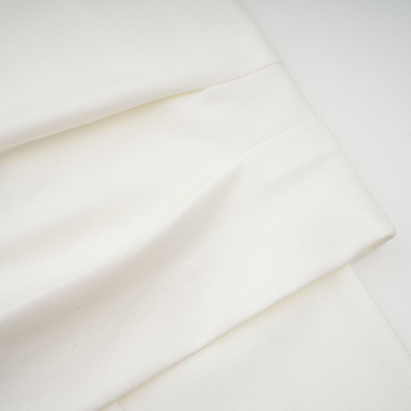 Skye White Cropped Top with Cowl Neck and Ruched Detailing