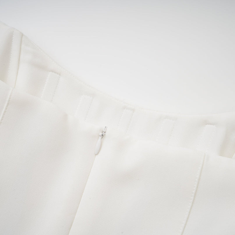 Skye White Off-Shoulder Midi Dress with Handmade Pearls and Crystals