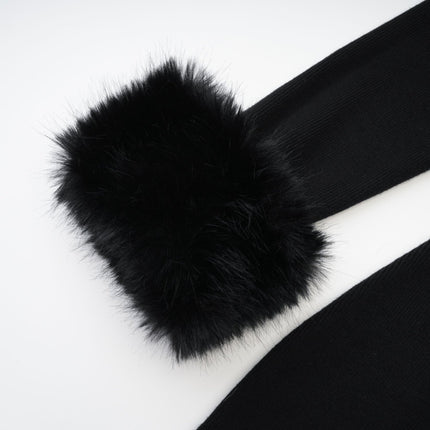 Skylar Black Off-shoulder Mini Dress with Faux-Fur Collar and Cuffs