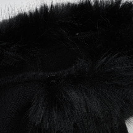 Skylar Black Off-shoulder Mini Dress with Faux-fur Collar and Cuffs