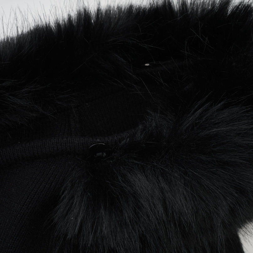 Skylar Black Off-shoulder Mini Dress with Faux-fur Collar and Cuffs