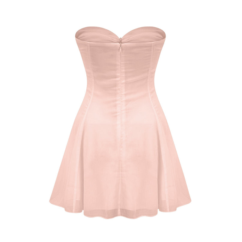 Skylar Pink Crystal Pleated Mini Dress