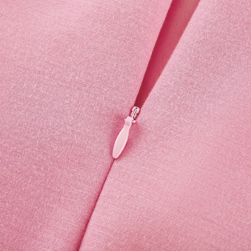 Sleeveless pink maxi dress with bow and artificial flower decoration named Magali