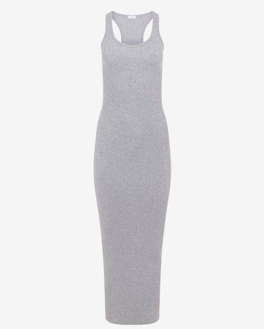 Sleeveless scoop neck full - length dress - Grey