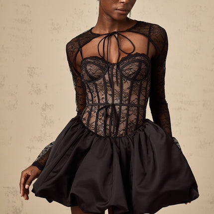 Sloan Black Floral Lace Vest and Dress Matching Set