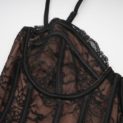 Sloan Black Floral Lace Vest and Dress Matching Set