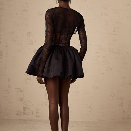 Sloan Black Floral Lace Vest and Dress Matching Set