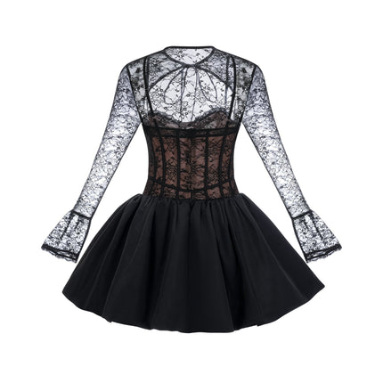 Sloan Black Floral Lace Vest and Dress Matching Set