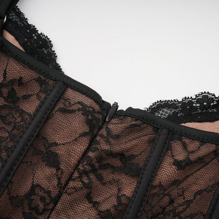 Sloan Black Floral Lace Vest and Dress Matching Set