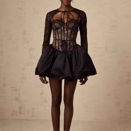 Sloan Black Floral Lace Vest and Dress Matching Set