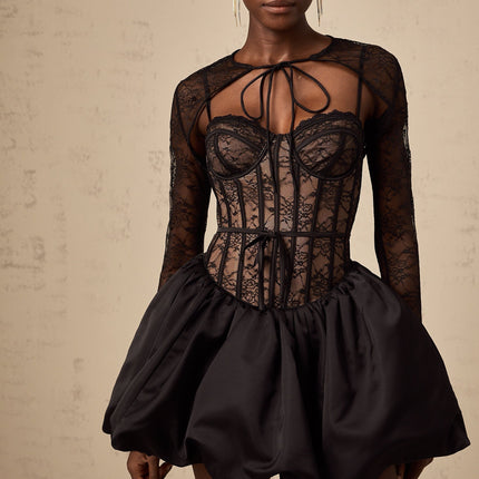 Sloan Black Floral Lace Vest and Dress Matching Set