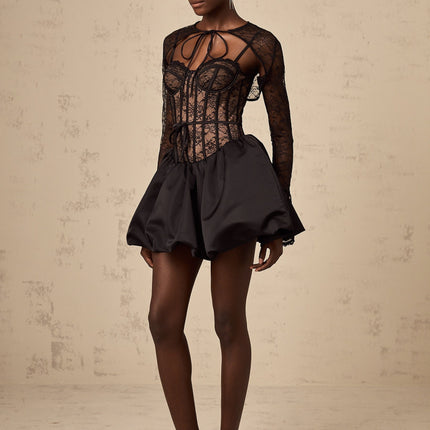 Sloan Black Floral Lace Vest and Dress Matching Set