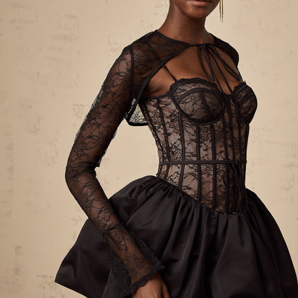Sloan Black Floral Lace Vest and Dress Matching Set
