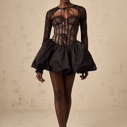Sloan Black Floral Lace Vest and Dress Matching Set