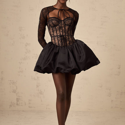 Sloan Black Floral Lace Vest and Dress Matching Set