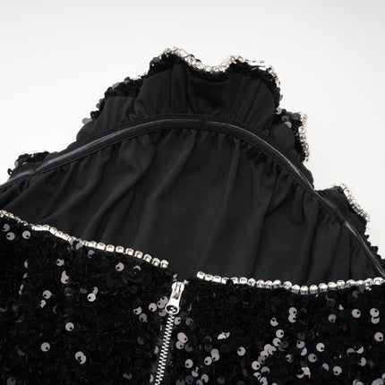 Sloan Black Sequin Crystal Embellished Off-Shoulder Mini Dress