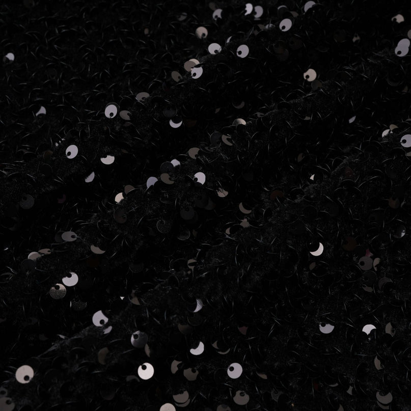 Sloan Black Sequin Crystal Off-Shoulder Mini Dress Polyester