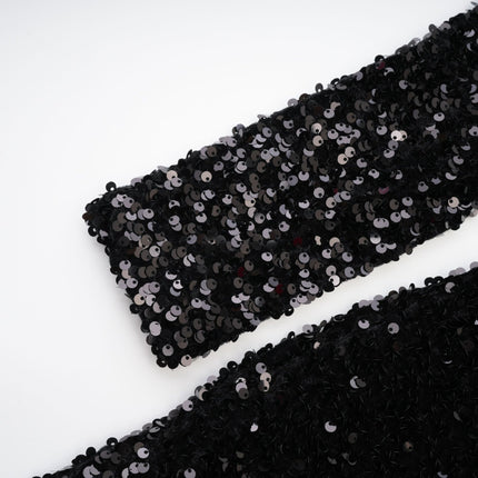 Sloan Black Sequin Crystal Off-Shoulder Mini Dress 100% Polyester